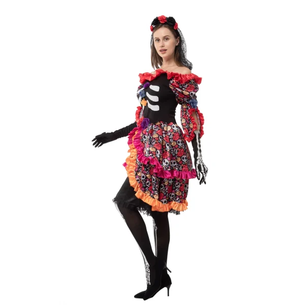 Adult Women Rose Day Of Dead Costume 6 Adult Women Rose Day Of Dead Costume - Image 4
