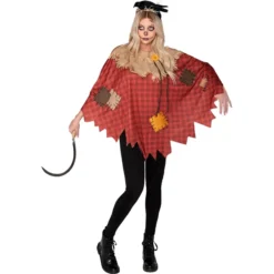 Adult Women Scarecrow Poncho Costume 11 Adult Women Scarecrow Poncho Costume -Spirit Halloween Shop Adult Women Scarecrow Poncho Costume 5 600x600 1