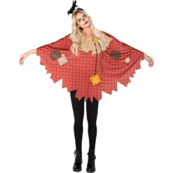 Adult Women Scarecrow Poncho Costume 10 Adult Women Scarecrow Poncho Costume -Spirit Halloween Shop Adult Women Scarecrow Poncho Costume 7 600x600 1