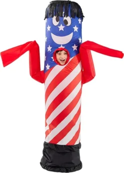 American Flag Tube Dancer Inflatable Costume Kid -Spirit Halloween Shop American flag tube dancer inflatable costume kid 2 600x832 1