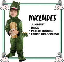 Kids T-rex Realistic Dinosaur Halloween Costume -Spirit Halloween Shop Baby Boy Green T Rex Costume 2 600x581 1
