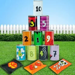 13pcs Halloween Bean Bag Toss Game With Tin Cans -Spirit Halloween Shop Bean Bag Toss Game with Tin Cans 13 Pcs 7 600x600 1