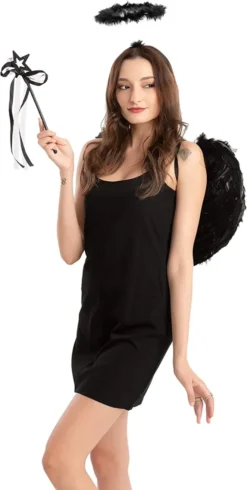 Black Angel Wings Halloween Costume -Spirit Halloween Shop Black Angel Cosplay Accessories 2 600x1190 1