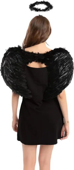 Black Angel Wings Halloween Costume -Spirit Halloween Shop Black Angel Cosplay Accessories 3 600x1369 1