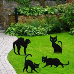 6Pcs Black Cat Silhouette Yard Sign -Spirit Halloween Shop Black Cat Silhouette Yard Sign 4 600x600 1