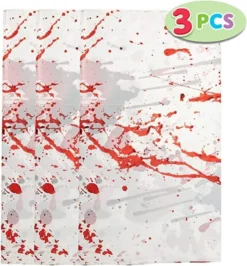 3pcs Halloween Bloody Handprint Tablecloth 104in X 52in -Spirit Halloween Shop Bloody Zombie Tablecover 4 600x646 1