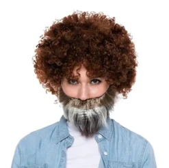 70s Disco Halloween Costumes Wigs -Spirit Halloween Shop Brown Afro Wig with Beard Adult 2 结果 600x598 1