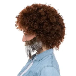 70s Disco Halloween Costumes Wigs -Spirit Halloween Shop Brown Afro Wig with Beard Adult 7 结果 600x602 1