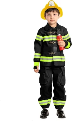 Child Boy Black Firefighter Costume -Spirit Halloween Shop Child Boy Black Firefighter Costume 2 600x1011 1
