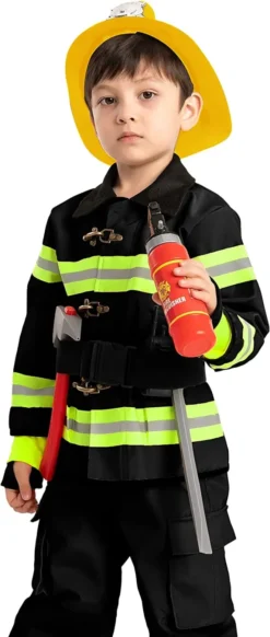 Child Boy Black Firefighter Costume -Spirit Halloween Shop Child Boy Black Firefighter Costume 3 600x1413 1