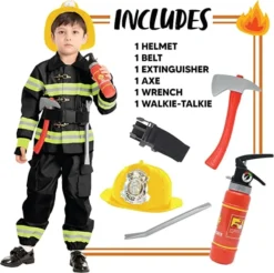 Child Boy Black Firefighter Costume