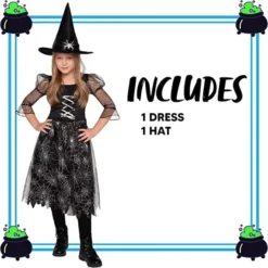 Girls Dark Spider Witch Halloween Costume -Spirit Halloween Shop Child Girl Dark Spider Witch Costume 2 600x599 1
