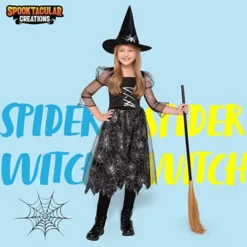 Girls Dark Spider Witch Halloween Costume -Spirit Halloween Shop Child Girl Dark Spider Witch Costume 6 600x600 1