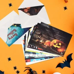 72pcs Assorted Boxed Halloween Greeting Cards -Spirit Halloween Shop Classic Halloween Characters Greeting Cards 72 Pcs 1 600x600 1