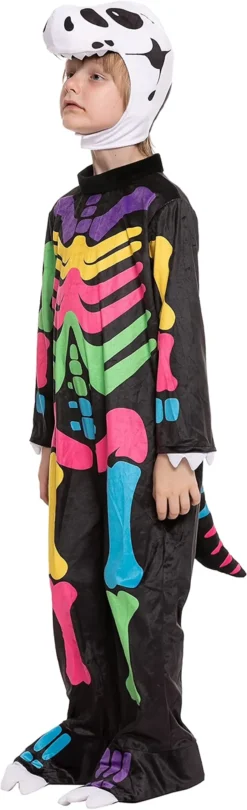 Child Colorful T-rex Dinosaur Skeleton Costume -Spirit Halloween Shop Colorful Skeleton T Rex Costume for Role Play Cosplay Child 2 600x1967 1