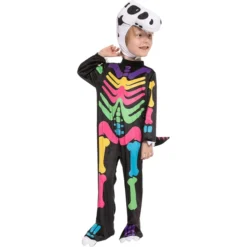 Child Colorful T-rex Dinosaur Skeleton Costume