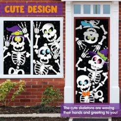 Cute Skeleton Doorcover With Window Covers -Spirit Halloween Shop Cute Skeleton Doorcover with Window Covers 5 600x600 1