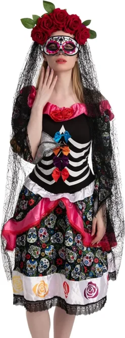 Day Of The Dead 4 - Headband With Rose And Veil, Masquerade Eye Mask -Spirit Halloween Shop Day of the Dead 4 Headband with Rose and Veil Masquerade Eye Mask 1 结果 600x1613 1