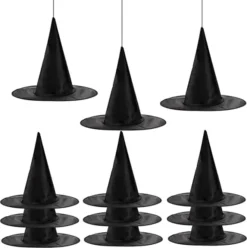 12pcs Halloween Black Witch Hats