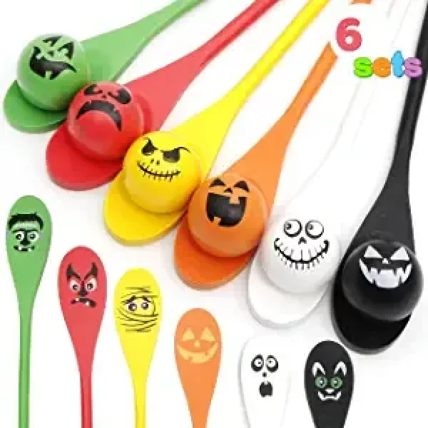 6pcs Halloween Egg And Spoon Race Game Set 4 6pcs Halloween Egg And Spoon Race Game Set - Image 2