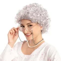 Adult Or Child Grey Halloween Wig And Accessories -Spirit Halloween Shop Female Curly Granny Wig 5 600x600 1