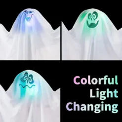 3pcs Halloween Light Up Ghost Decoration -Spirit Halloween Shop Ghost Hanging Lights with Stakes 3 Pack 7 600x600 1