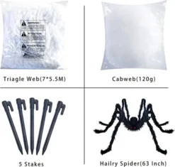 Halloween Giant Spider Web 23ft -Spirit Halloween Shop Giant Spider Web Set 3 600x572 1