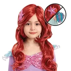 Girls Halloween Red Mermaid Wig