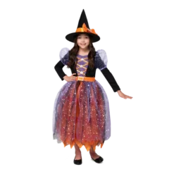 Girls LED Light Up Witch Halloween Costume -Spirit Halloween Shop Girl witch orange pattern costume 4 result 1 600x600 1