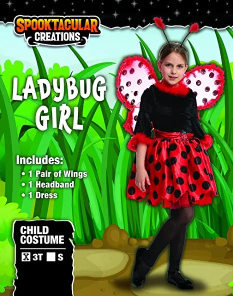 Girls Ladybug Halloween Costume With Wings 7 Girls Ladybug Halloween Costume With Wings - Image 5