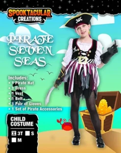 Girls Pirate Seven Seas Halloween Costume -Spirit Halloween Shop Girls Pirate Costume For Role Play Cosplay 5 600x759 1