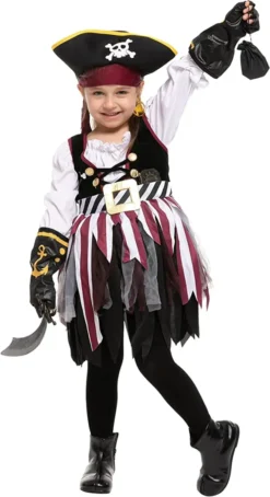 Girls Pirate Seven Seas Halloween Costume -Spirit Halloween Shop Girls Pirate Costume For Role Play Cosplay 6 600x1103 1