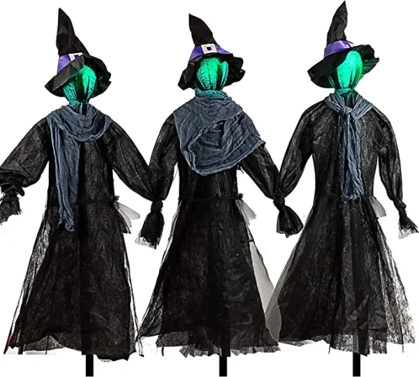 3pcs Outdoor Witch Decorations With Glowing Heads 4 3pcs Outdoor Witch Decorations With Glowing Heads - Image 2