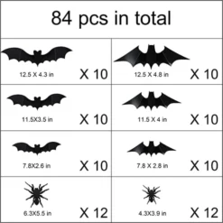 84pcs Halloween Wall Decal Stickers Decoration 10 84pcs Halloween Wall Decal Stickers Decoration -Spirit Halloween Shop Halloween 3d Wall Bat And Wall Spider Stickers 6 600x599 1
