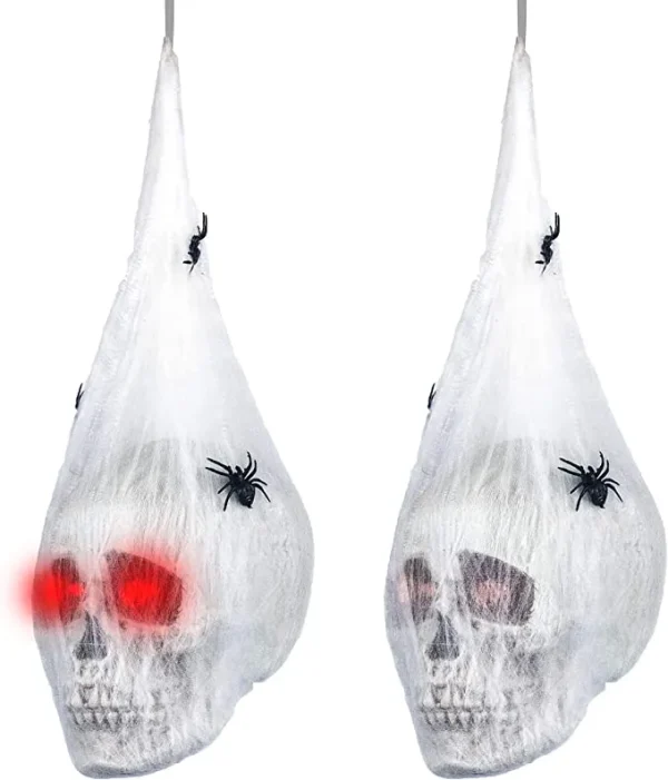 Halloween Animated Hanging Skulls Covered With Spider Webs 5 Halloween Animated Hanging Skulls Covered With Spider Webs - Image 3