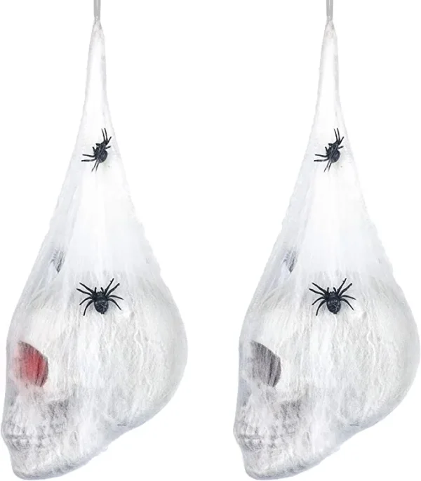 Halloween Animated Hanging Skulls Covered With Spider Webs 6 Halloween Animated Hanging Skulls Covered With Spider Webs - Image 4