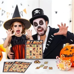 Halloween Bingo Card Games Set -Spirit Halloween Shop Halloween Bingo Game Set 28 Players Pack 1 600x600 1