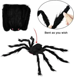 8pcs Halloween Realistic Large Spider Prop -Spirit Halloween Shop Halloween Black Hairy Spiders 8 packs 47 35 30 2417.517.5 12 12 1 600x623 1