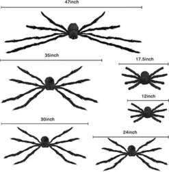 8pcs Halloween Realistic Large Spider Prop -Spirit Halloween Shop Halloween Black Hairy Spiders 8 packs 47 35 30 2417.517.5 12 12 2 600x609 1