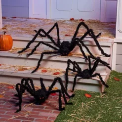 8pcs Halloween Realistic Large Spider Prop -Spirit Halloween Shop Halloween Black Hairy Spiders 8 packs 47 35 30 2417.517.5 12 12 6 600x600 1