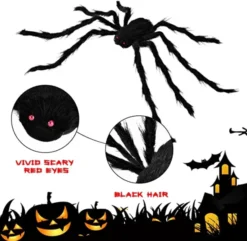 8pcs Halloween Realistic Large Spider Prop -Spirit Halloween Shop Halloween Black Hairy Spiders 8 packs 47 35 30 2417.517.5 12 12 7 600x585 1