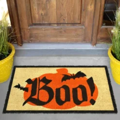 Halloween Boo Doormat Natural Coir Doorway 30in X 17in