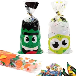 108Pcs Halloween Cellophane Bags With Twist Tie -Spirit Halloween Shop Halloween Cellophane Bags with Twist Tie 7 600x600 1