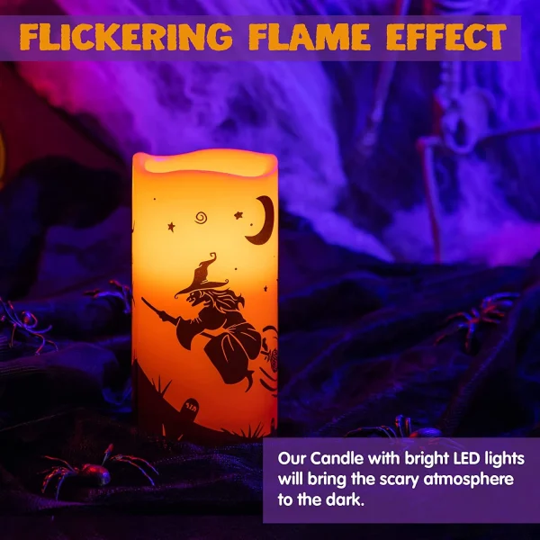 Halloween Flameless Candles, 4 Pcs 4 Halloween Flameless Candles, 4 Pcs - Image 2