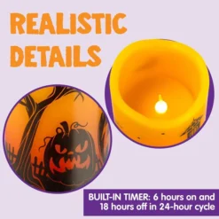 Halloween Flameless Candles, 4 Pcs 10 Halloween Flameless Candles, 4 Pcs -Spirit Halloween Shop Halloween Flameless Candles 4 Pcs 3 result 1 600x600 1