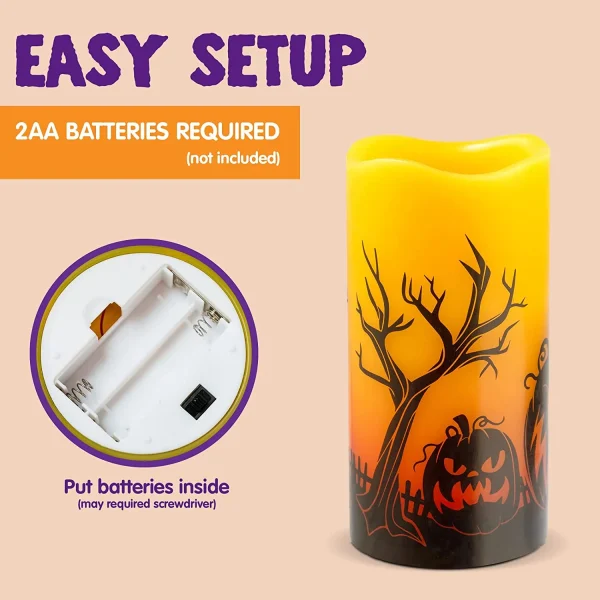 Halloween Flameless Candles, 4 Pcs 6 Halloween Flameless Candles, 4 Pcs - Image 4