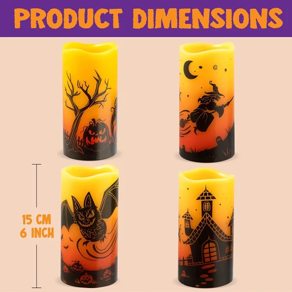 Halloween Flameless Candles, 4 Pcs 7 Halloween Flameless Candles, 4 Pcs - Image 5
