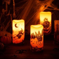 Halloween Flameless Candles, 4 Pcs 13 Halloween Flameless Candles, 4 Pcs -Spirit Halloween Shop Halloween Flameless Candles 4 Pcs 6 result 1 600x600 1