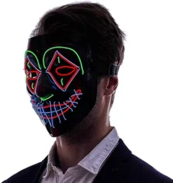 LED Scary Clown Cosplay Mask With 3 Lighting Modes 13 LED Scary Clown Cosplay Mask With 3 Lighting Modes -Spirit Halloween Shop Halloween Funny Washable Face Mask 6 Pcs 1 结果 600x635 1