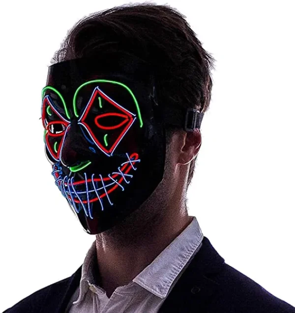 LED Scary Clown Cosplay Mask With 3 Lighting Modes 8 LED Scary Clown Cosplay Mask With 3 Lighting Modes - Image 6